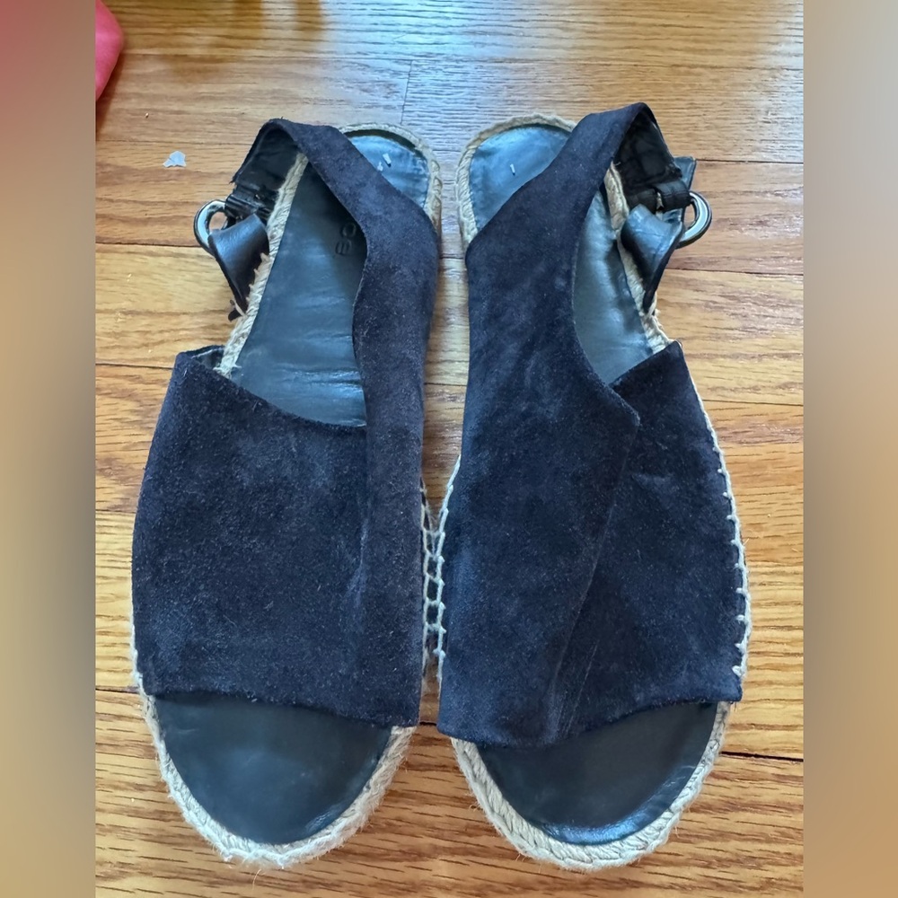 Vince Black Suede Espadrille Slingback Sandals